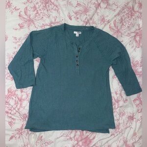 Blue Waffle Knit Henley